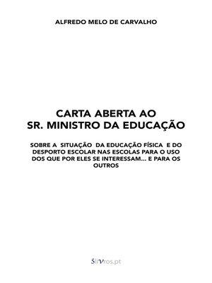 cover image of Carta Aberta ao Sr. Ministro da Educação